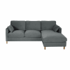 Canapé d'angle droit 5 places en velours gris anthracite